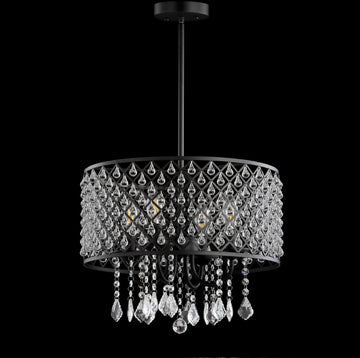 Gigi Metal/Crystal Adjustable LED Drop Chandelier - JONATHAN Y